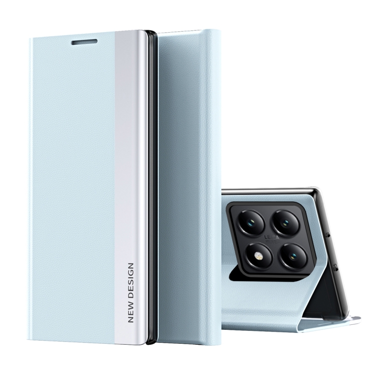 

For Xiaomi 14T Side Electroplated Adsorption Leather Phone Case(Blue)