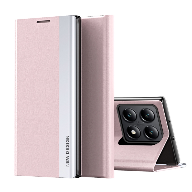 

For Xiaomi 14T Side Electroplated Adsorption Leather Phone Case(Pink)