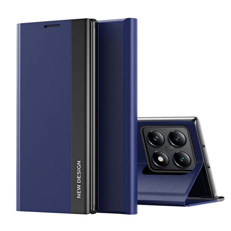 

For Xiaomi 14T Pro Side Electroplated Adsorption Leather Phone Case(Dark Blue)