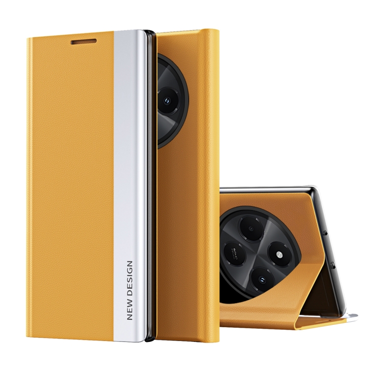 

For Xiaomi Redmi 14C Side Electroplated Adsorption Leather Phone Case(Yellow)