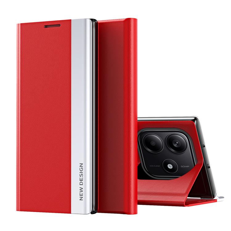 

For Xiaomi Redmi Note 14 5G Side Electroplated Adsorption Leather Phone Case(Red)