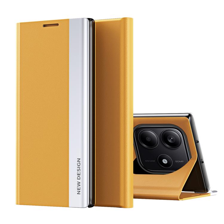 

For Xiaomi Redmi Note 14 5G Side Electroplated Adsorption Leather Phone Case(Yellow)