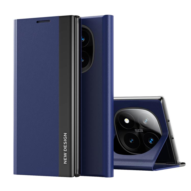 

For Xiaomi Redmi Note 14 Pro+ 5G Side Electroplated Adsorption Leather Phone Case(Dark Blue)