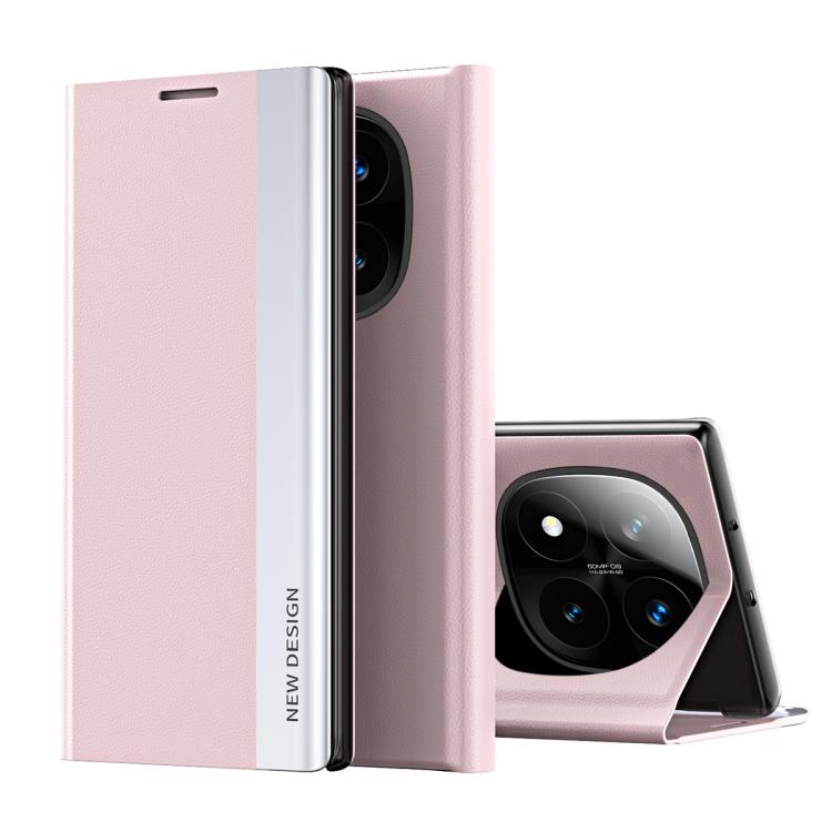 

For Xiaomi Redmi Note 14 Pro+ 5G Side Electroplated Adsorption Leather Phone Case(Pink)