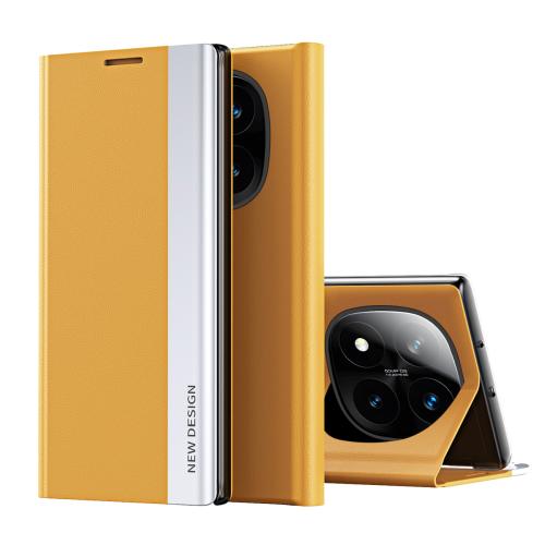 

For Xiaomi Redmi Note 14 Pro+ 5G Side Electroplated Adsorption Leather Phone Case(Yellow)