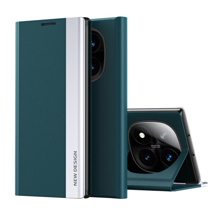 

For Xiaomi Redmi Note 14 Pro+ 5G Side Electroplated Adsorption Leather Phone Case(Green)