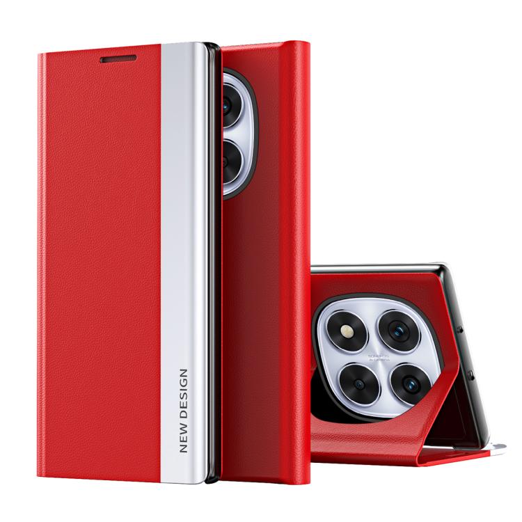 

For Xiaomi Redmi Note 14 Pro 5G Side Electroplated Adsorption Leather Phone Case(Red)