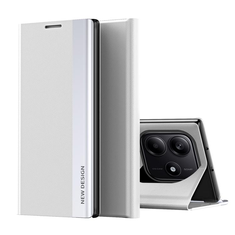 

For Redmi Note 14 4G 163.25mm Side Electroplated Adsorption Leather Phone Case(Silver)