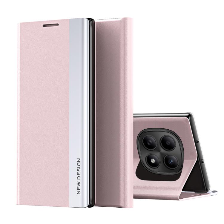 For Redmi Note 15 4G / 5G Global 164mm Side Electroplated Adsorption Leather Phone Case(Pink)