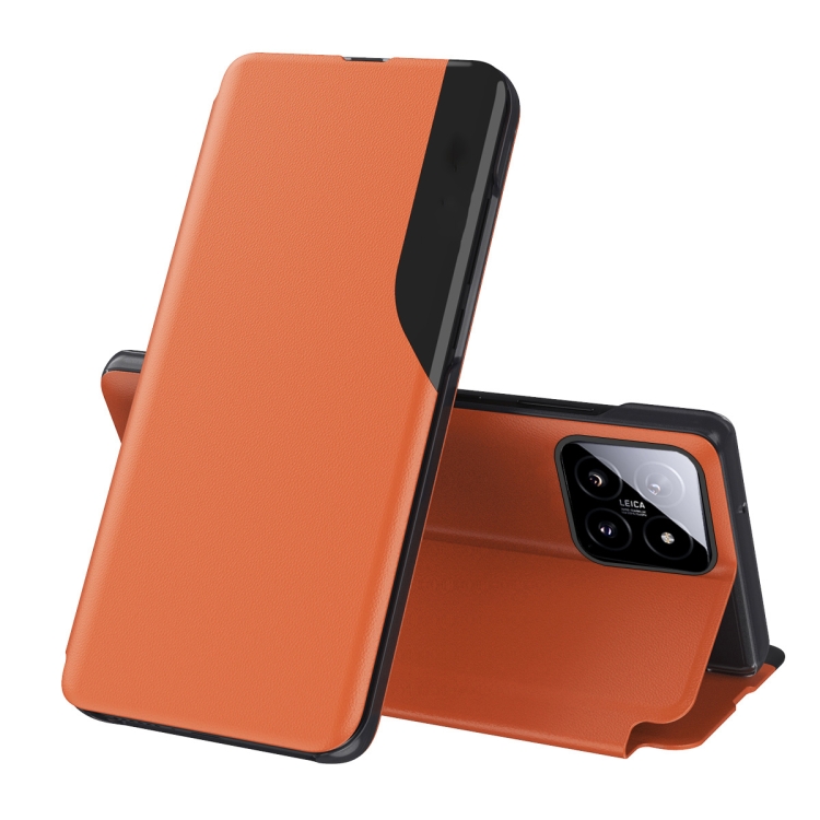 

For Xiaomi 14 Attraction Flip Holder Leather Phone Case(Orange)