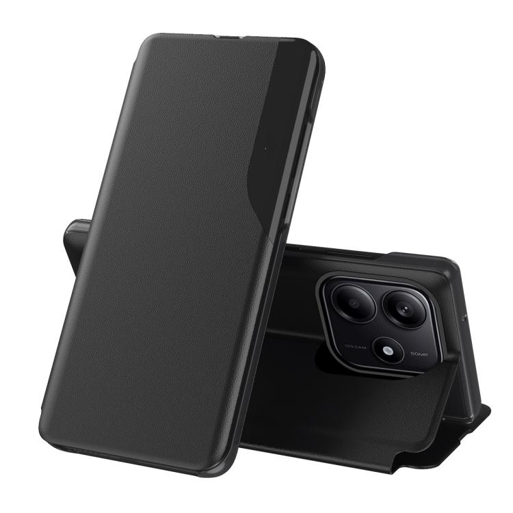 For Redmi Note 14 4G 163.25mm Attraction Flip Holder Leather Phone Case(Black)