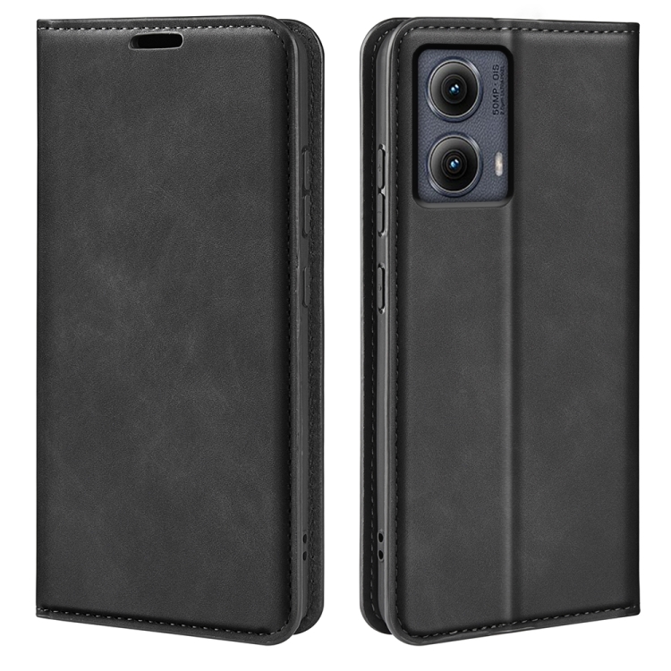

For Motorola Edge 5G 2024 Retro-skin Magnetic Suction Leather Phone Case(Black)