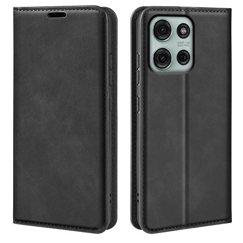 

For Motorola Moto G75 5G Retro-skin Magnetic Suction Leather Phone Case(Black)