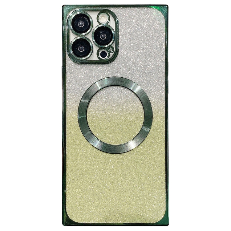 

For iPhone 13 Pro Square Gradient Magsafe Electroplating TPU Phone Case(Green)