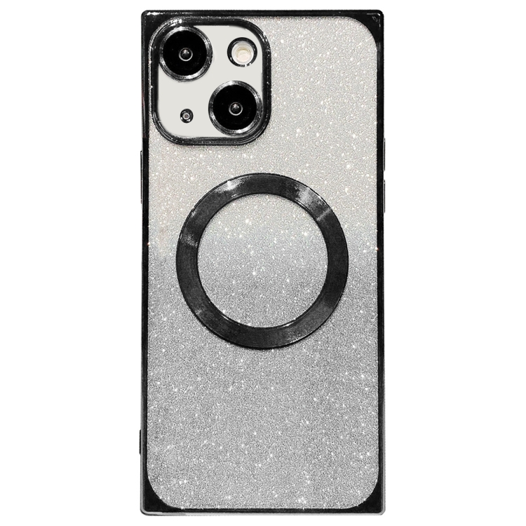 

For iPhone 13 Square Gradient Magsafe Electroplating TPU Phone Case(Black)