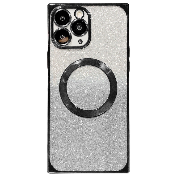 

For iPhone 11 Pro Max Square Gradient Magsafe Electroplating TPU Phone Case(Black)