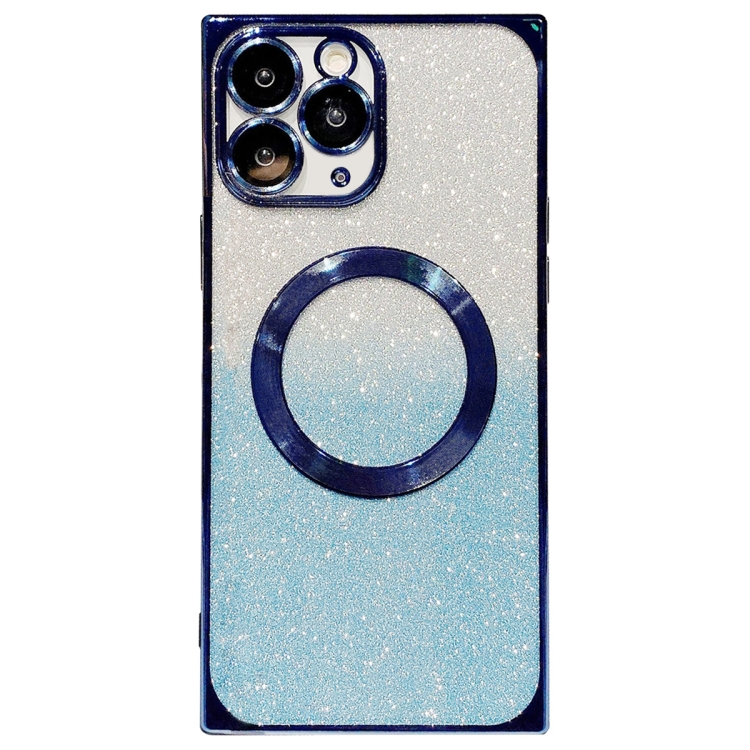 

For iPhone 11 Pro Max Square Gradient Magsafe Electroplating TPU Phone Case(Blue)