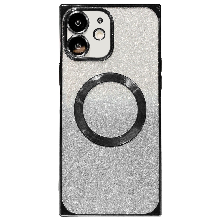 

For iPhone 11 Square Gradient Magsafe Electroplating TPU Phone Case(Black)