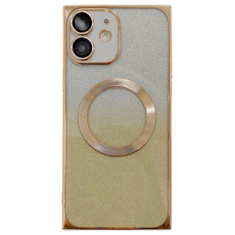 

For iPhone 11 Square Gradient Magsafe Electroplating TPU Phone Case(Gold)