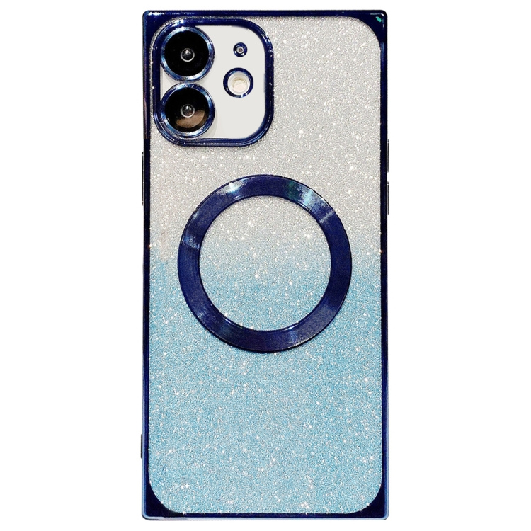 

For iPhone 11 Square Gradient Magsafe Electroplating TPU Phone Case(Blue)