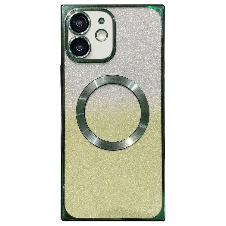 

For iPhone 11 Square Gradient Magsafe Electroplating TPU Phone Case(Green)