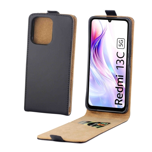 

For Xiaomi Redmi 13C Vertical Flip Leather Phone Case with Card Slot(Black)