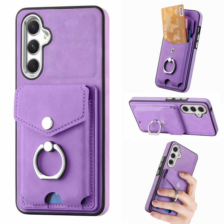 For Samsung Galaxy A14 5G Electroplating Skin-feel Leather Ring