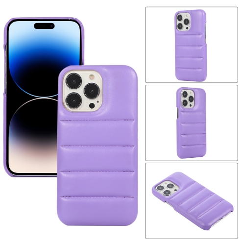 For  iPhone 15 Pro Max Down Jacket Airbag Shockproof Phone Case(Purple) for iphone 15 down jacket airbag shockproof phone case red