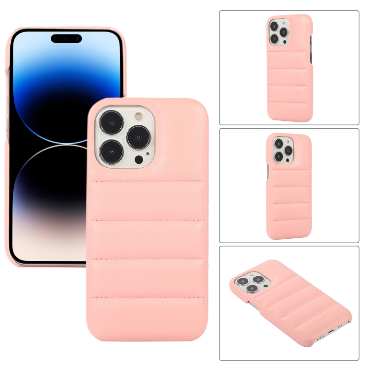 

For iPhone 15 Pro Down Jacket Airbag Shockproof Phone Case(Pink)