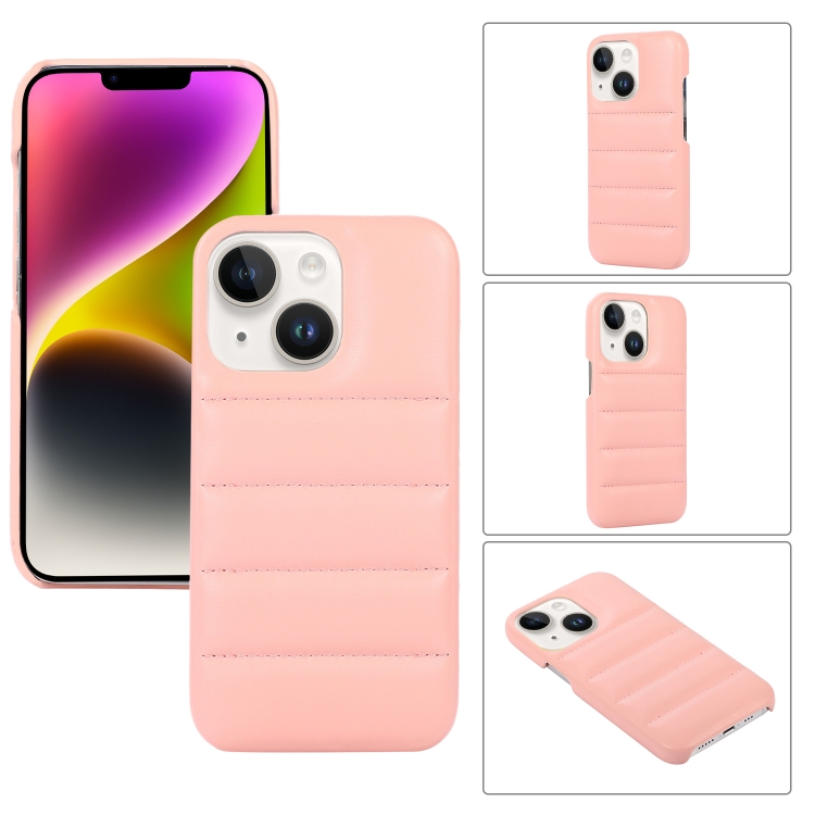 

For iPhone 15 Plus Down Jacket Airbag Shockproof Phone Case(Pink)