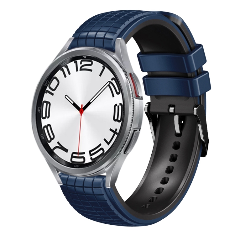 

For Samsung Galaxy Watch 6 / 6 Classic 20mm Mesh Two Color Silicone Watch Band(Dark Blue Black)
