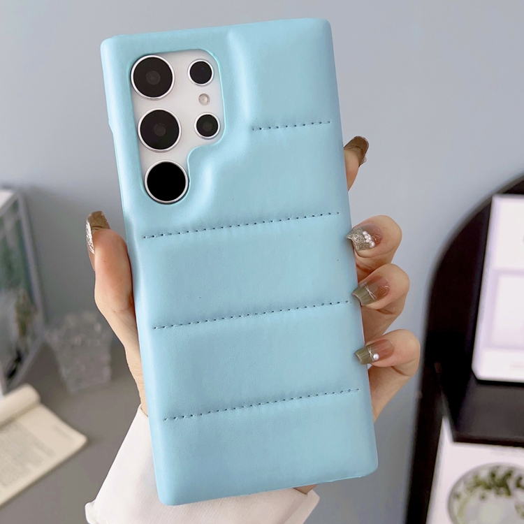 

For Samsung Galaxy S22 Ultra 5G Down Jacket Airbag Shockproof Phone Case(Blue)