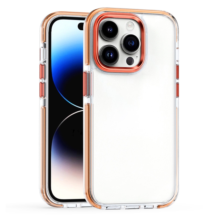 

For iPhone 15 Pro Two-color TPU Transparent PC Shockproof Phone Case(Orange)