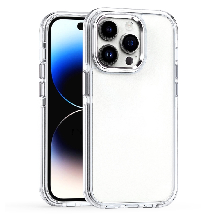 

For iPhone 15 Pro Two-color TPU Transparent PC Shockproof Phone Case(White)