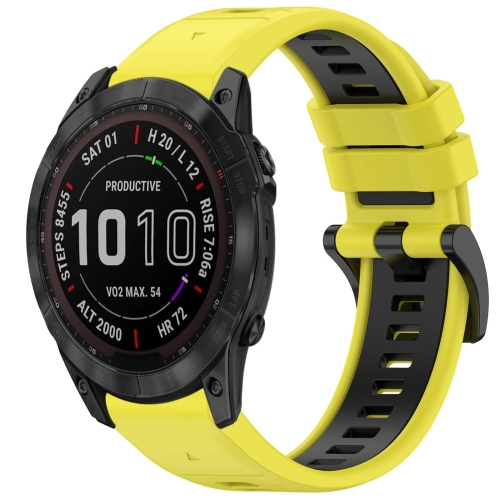Pour Garmin Fenix 7X Sports Bracelet de montre en silicone à dégagement  rapide bicolore (jaune +