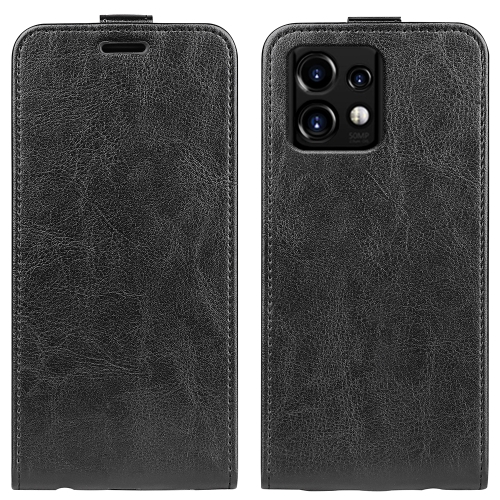 

For Motorola Moto X40 Pro R64 Texture Single Vertical Flip Leather Phone Case(Black)