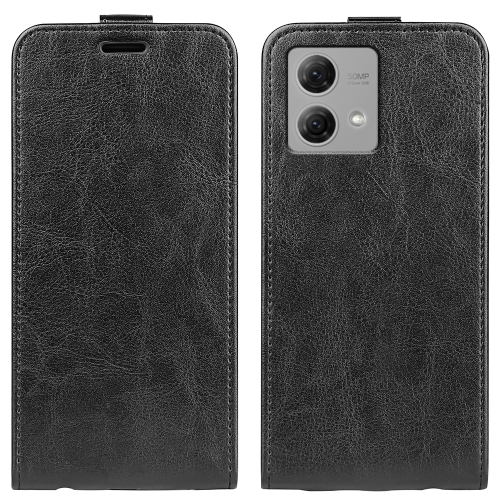 

For Motorola Moto G84 R64 Texture Single Vertical Flip Leather Phone Case(Black)