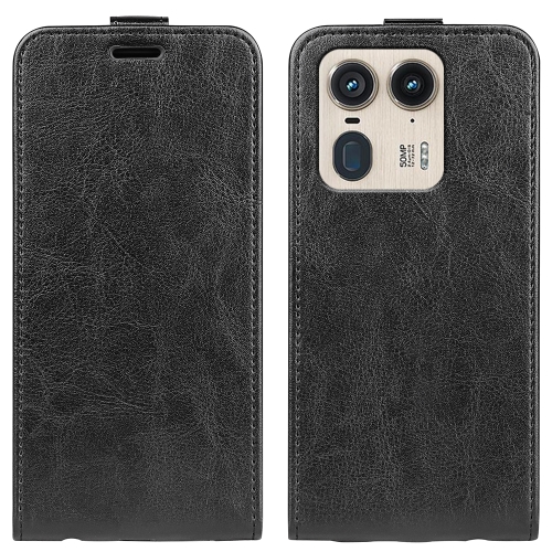 

For Motorola Edge 50 Ultra R64 Texture Single Vertical Flip Leather Phone Case(Black)