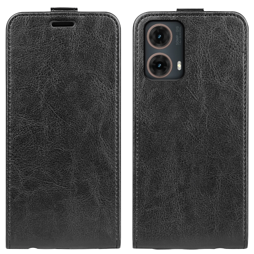

For Motorola Moto G85 5G R64 Texture Single Vertical Flip Leather Phone Case(Black)