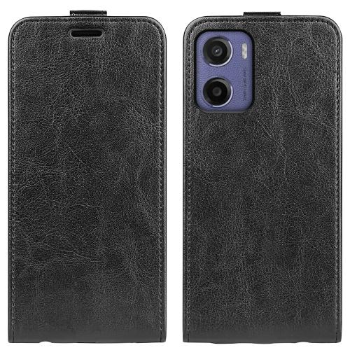 

For Motorola Moto E15 R64 Texture Single Vertical Flip Leather Phone Case(Black)