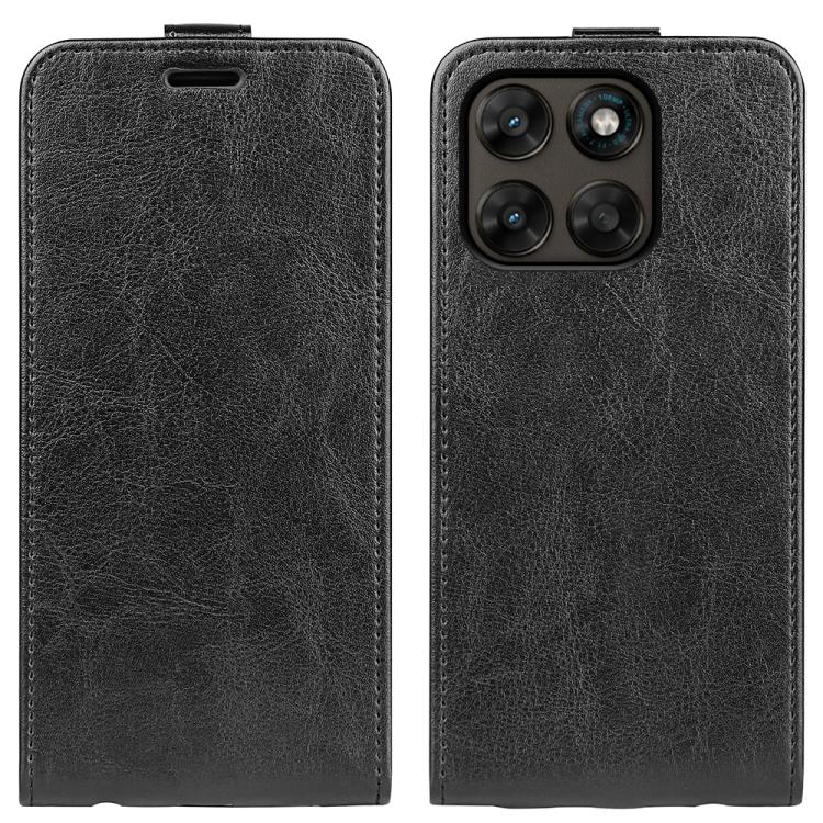 

For Motorola Moto G77 / G67 5G R64 Texture Single Vertical Flip Leather Phone Case(Black)