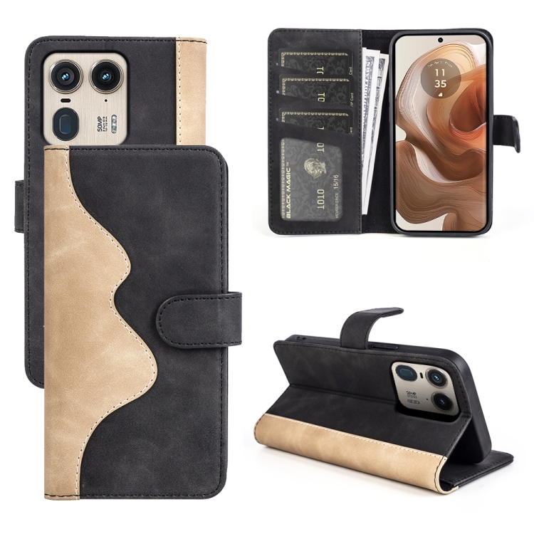 

For Motorola Edge 40 Stitching Horizontal Flip Leather Phone Case(Black)