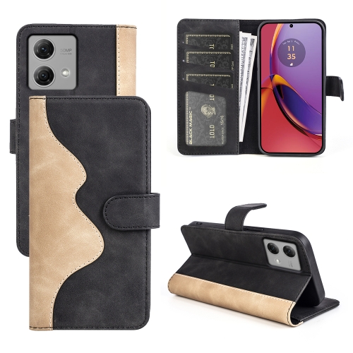 

For Motolora Moto G84 Stitching Horizontal Flip Leather Phone Case(Black)