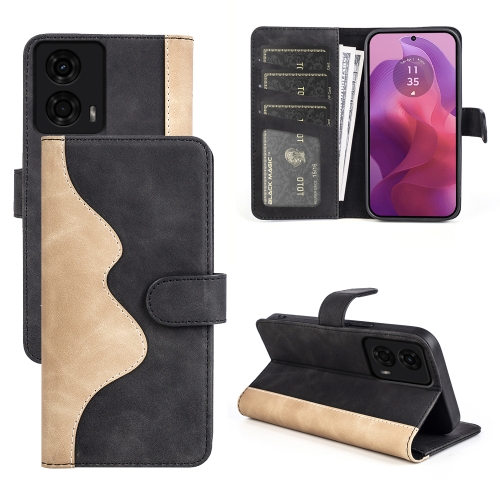 

For Motolora Moto G24 Stitching Horizontal Flip Leather Phone Case(Black)