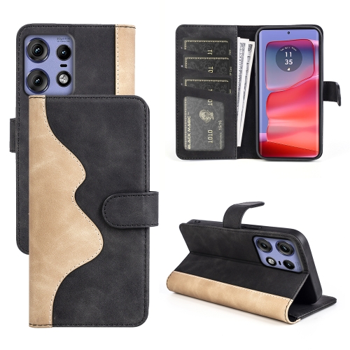 For Motolora Edge 50 Pro Stitching Horizontal Flip Leather Phone Case(Black) for motorola edge 40 neo colored drawing pattern leather phone case bear