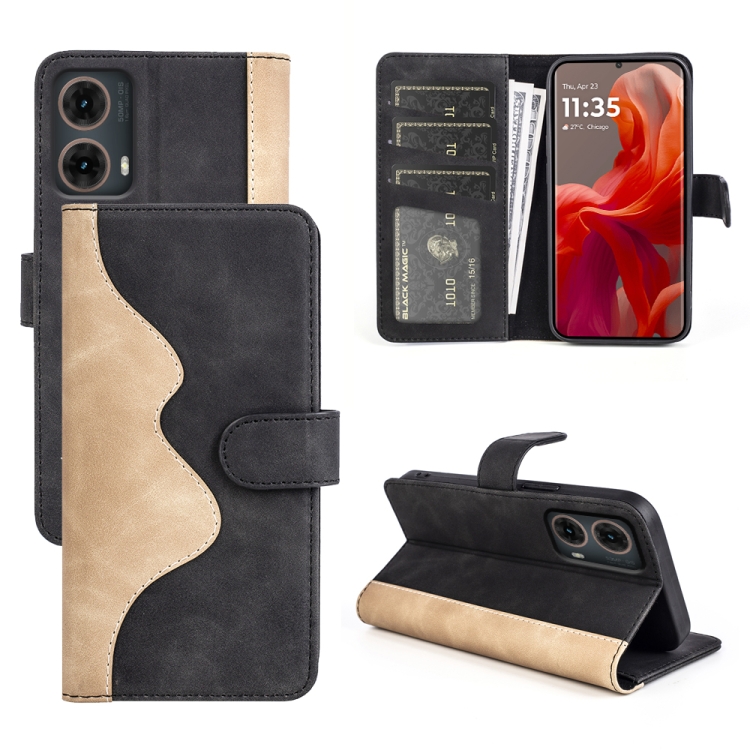 

For Motolora Moto G85 5G Stitching Horizontal Flip Leather Phone Case(Black)