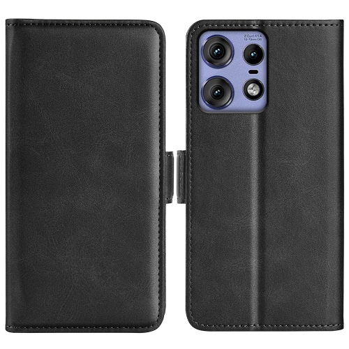 

For Motorola Edge 50 Pro Dual-side Magnetic Buckle Horizontal Flip Leather Phone Case(Black)