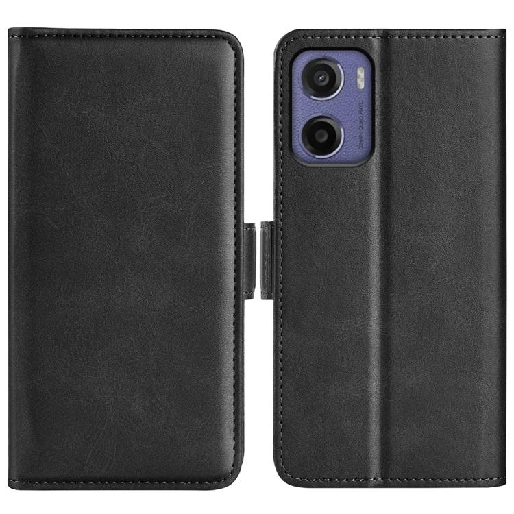 

For Motorola Moto E15 Dual-side Magnetic Buckle Horizontal Flip Leather Phone Case(Black)