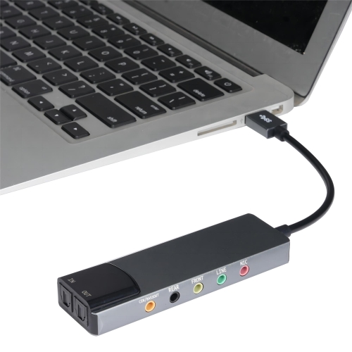 

HY-601 6 in 1 USB Multi-Functional Sound Card USB + Audio 3.5 + 7.1CH / OPTICAL(Grey)