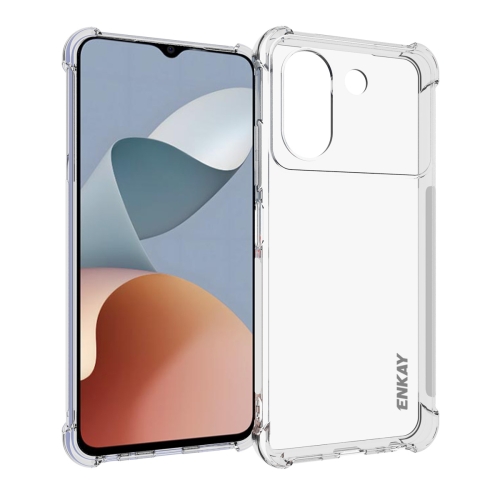 For ZTE Blade A54 4G ENKAY Clear TPU Shockproof Anti-slip Phone Case portable subpackage box with mirror durable reusable cosmetic container elastic mesh ultrathin bulk powder box make up